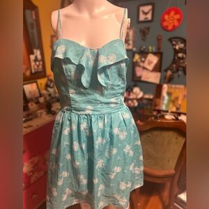 Lauren Conrad Blue And White Bicycle Print Sundress Size 10